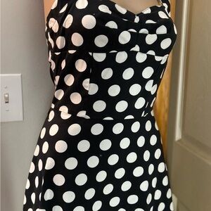 Black and White A-line Spaghetti Strap Dress for Cocktail